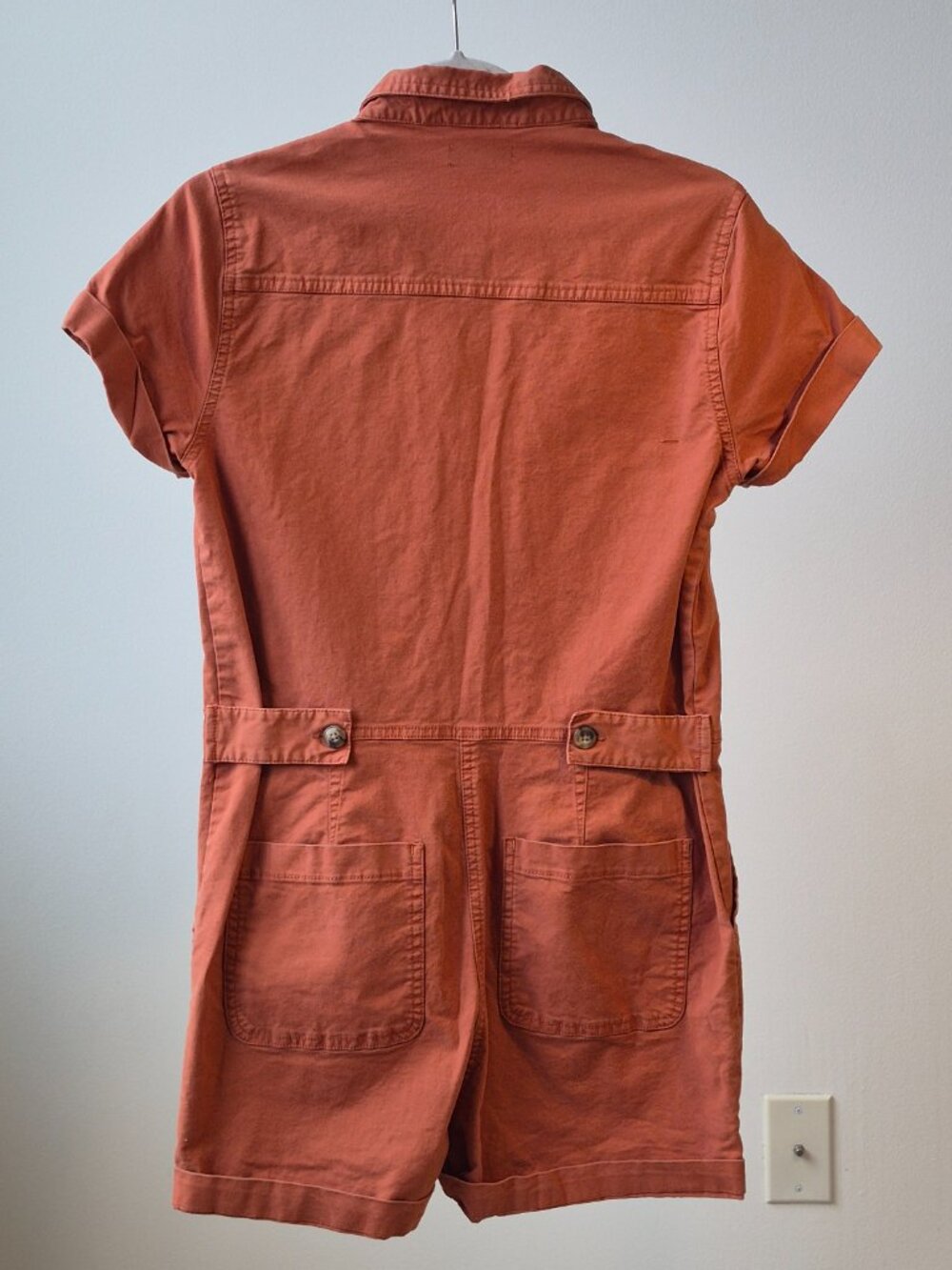 Toad&Co Earthworks Garage Shortie Romper Women S Rust Orange Utility Zip Front - Picture 2 of 11